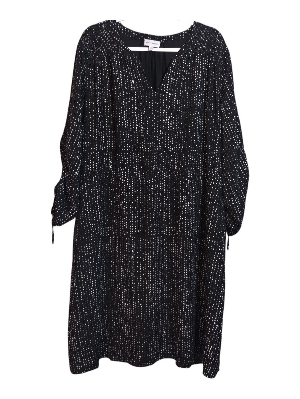 Molly & Isadora Black & White Mini Shift Dress Flounced Sleeves Size 22W